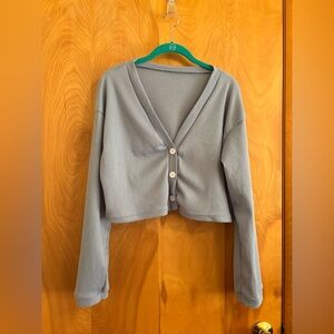 Yozy Blue Button-Up Women's Cropped Cardigan